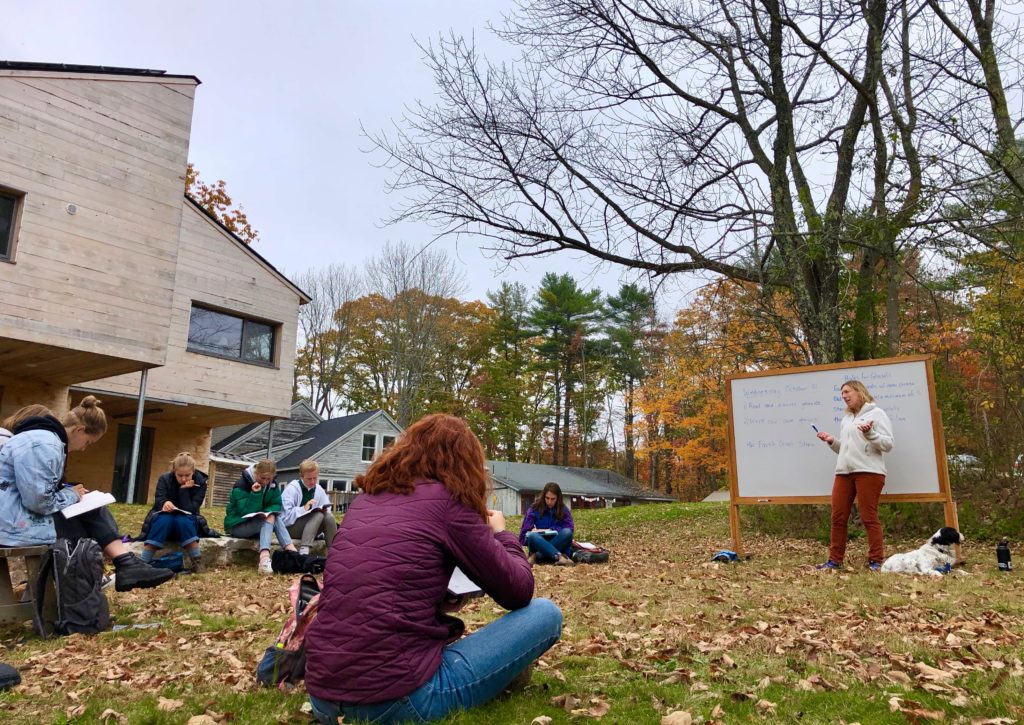 An English class meets outside while studying the ghazal poetry form